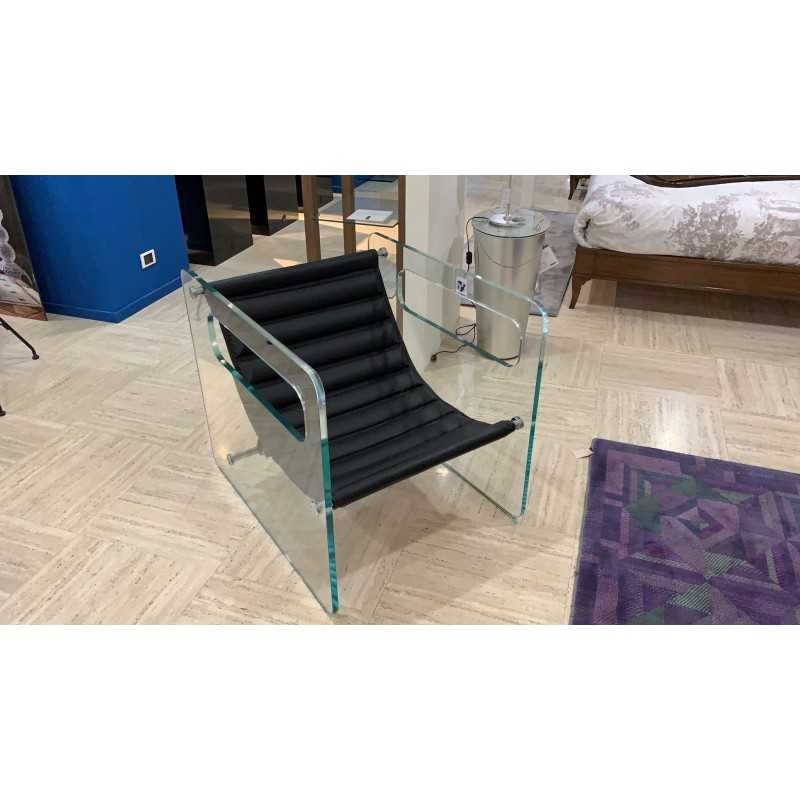 NAKED GLASS ARMCHAIR,LEATHER SEAT by Tonelli Design srl