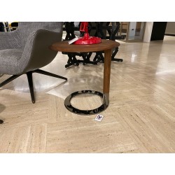 MESA JOK Ø50 NOGAL LATÓN/CROMO NEGRO by Porada