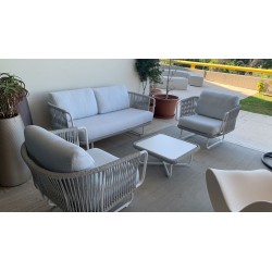 SOFA 2P MOD.BABYLON INTRECCIO WHITE by Varaschin