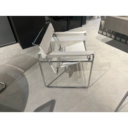 FAUTEUIL BREUER 135 CHROME/ CUIR BLANC par Alivar